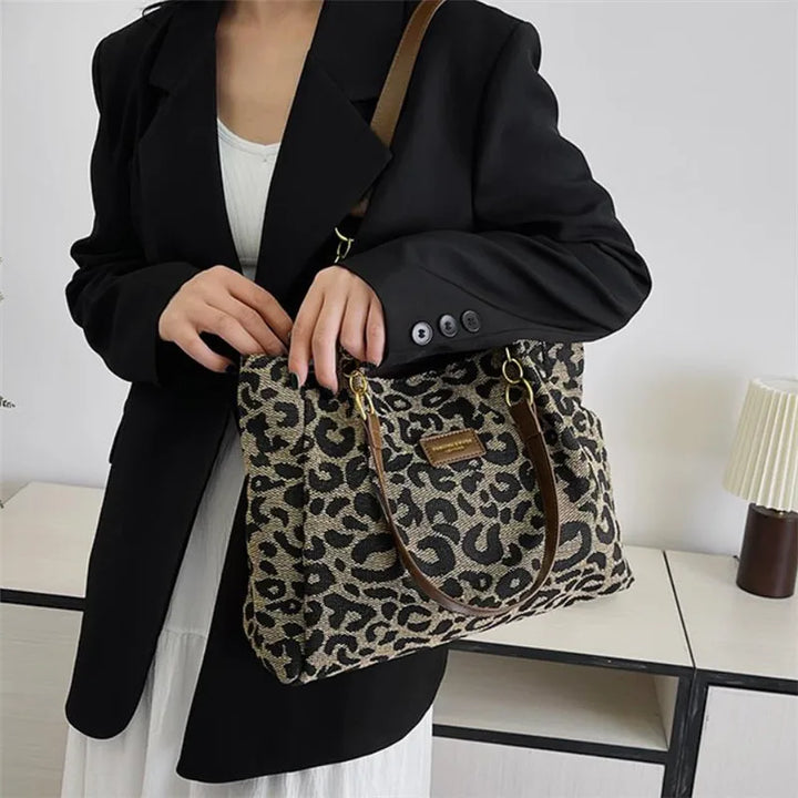 Leopard Print Tote Bag Large Capacity Daily Handbag With Spacious Interior Fall 2026 Trend Gift Idea
