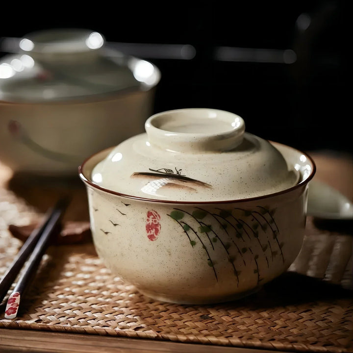 Instant Ramen Bowl With Lid Porcelain Large Capacity