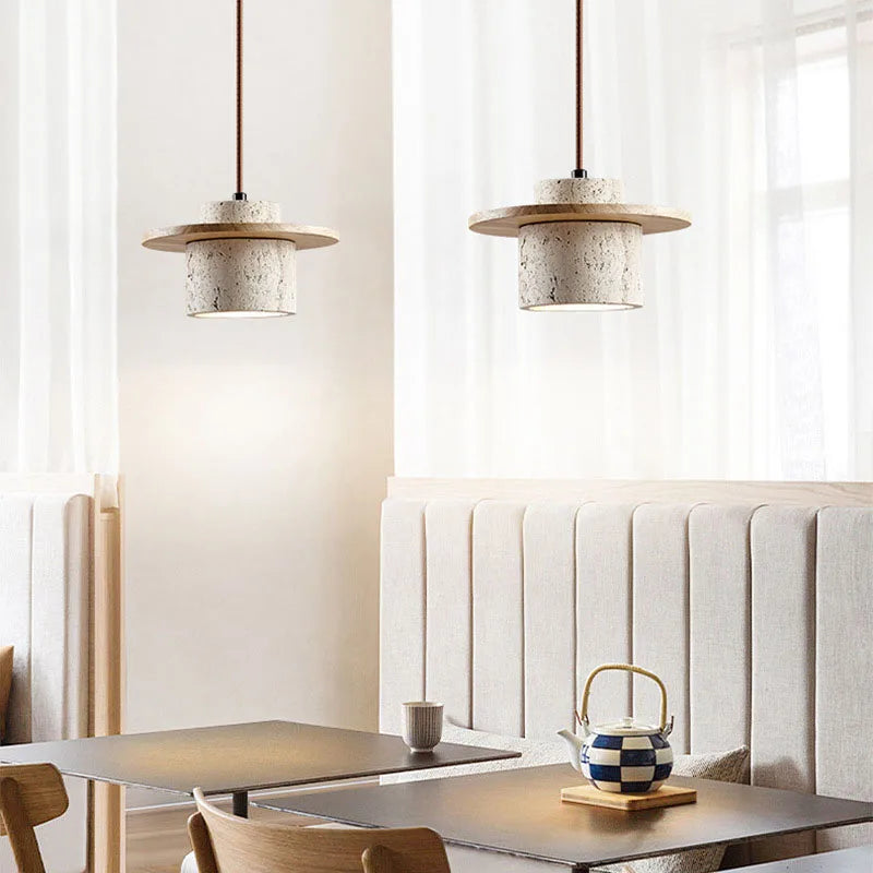 Japandi Wabi Sabi Stone Pendant Light Rustic Bedroom Cafe Lamp