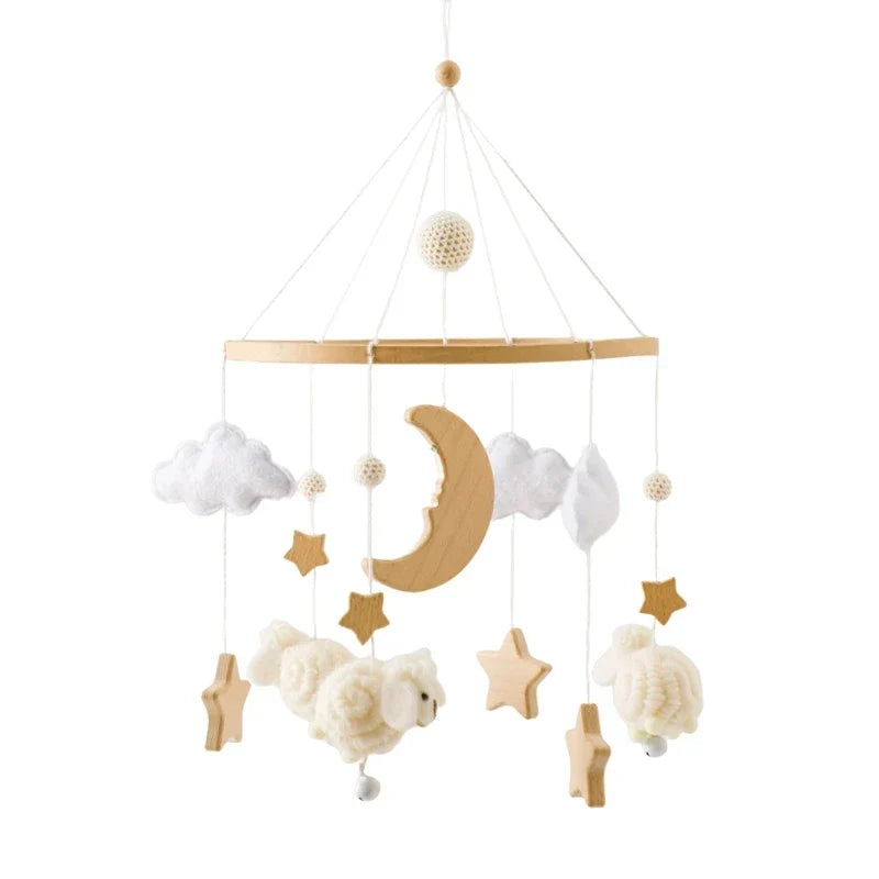 Wooden Crib Mobile Bracket Newborn Sensory Toys Soothing