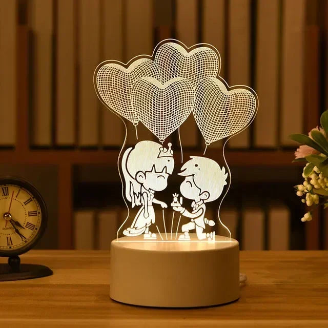 3D Romantic LED Night Light Lamp - Kids Bedroom Decor, A Unique Valentine&