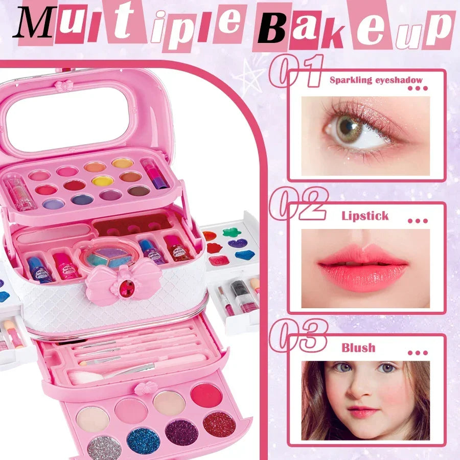 Kids Makeup Kit Toy Set Washable Pretend Play Makeup Back To School 2025 Gift Idea