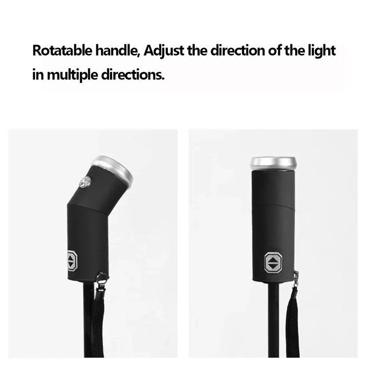 Fully Automatic Folding Waterproof Umbrella with LED Flashlight and UV Sunshade for Rain and Wind Resistance