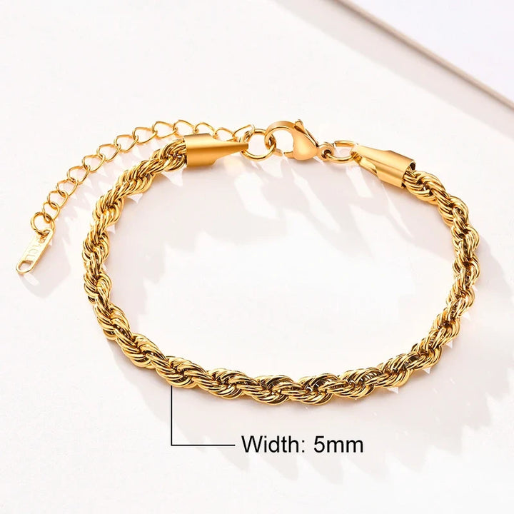 Stainless Steel Rope Chain Bracelet Twisted Singapore
