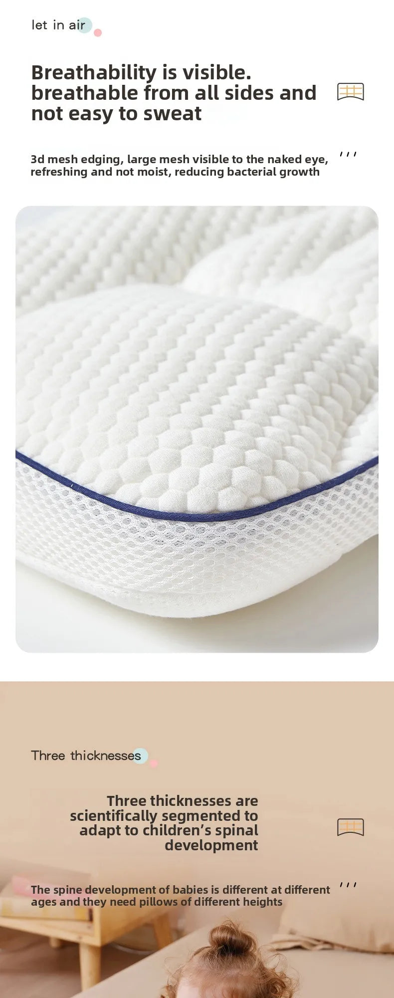Baby Neck Support Pillow – All-Season Cotton Sleeping Pillow for Toddlers &amp; Kindergarten Kids