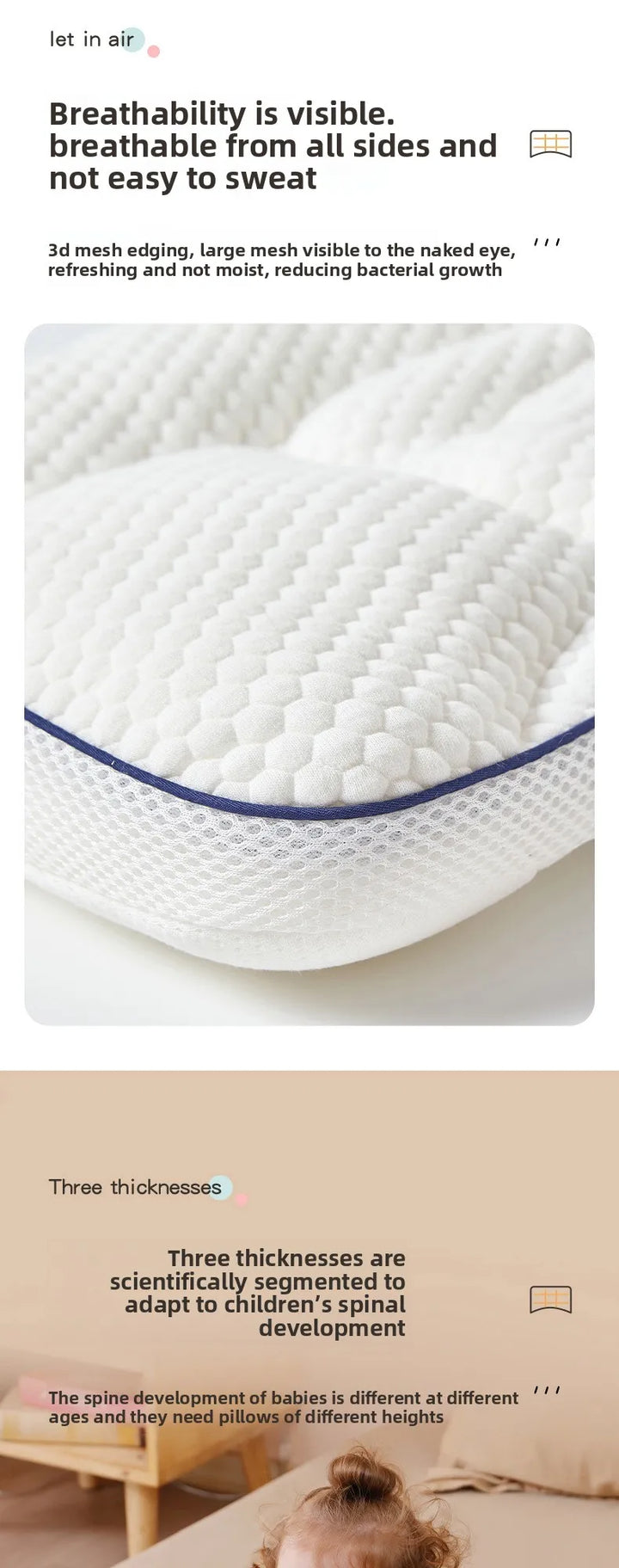 Baby Neck Support Pillow – All-Season Cotton Sleeping Pillow for Toddlers &amp; Kindergarten Kids