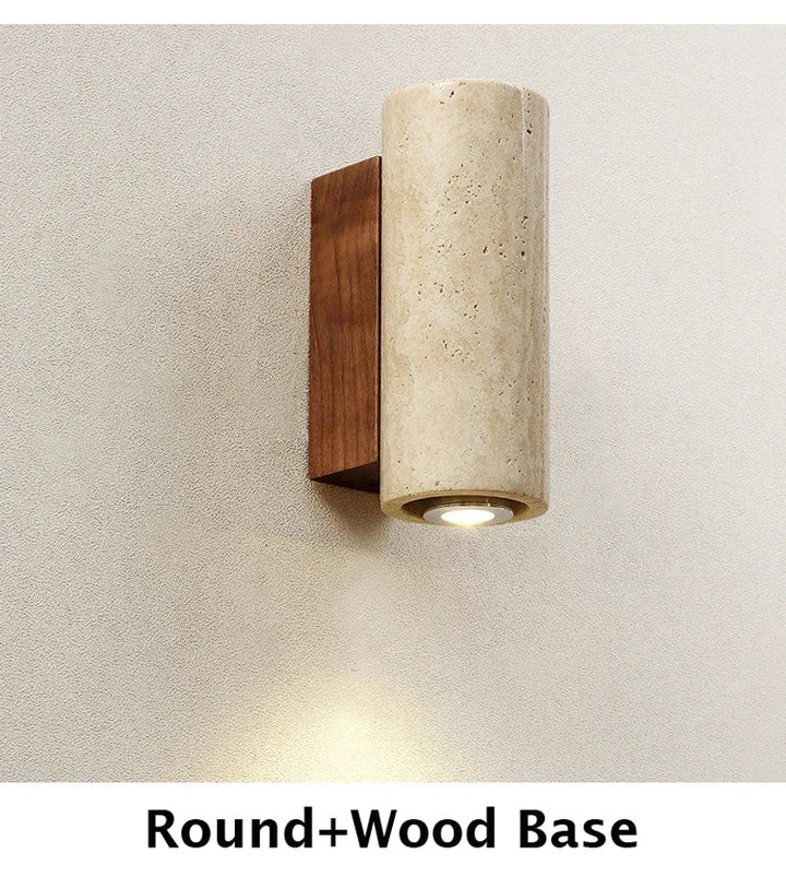 Japandi Yellow Marble LED Wall Sconce Wabi Sabi Bedside Light