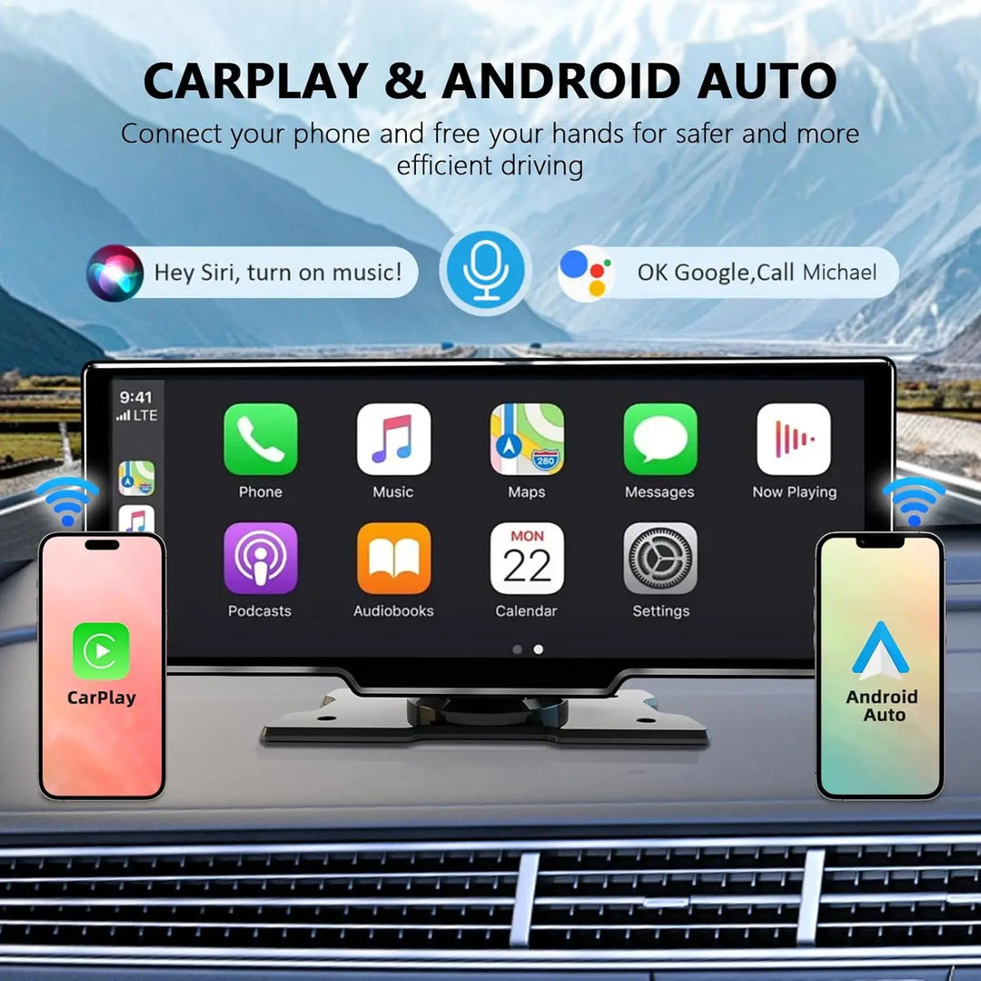 CarPlay Screen 10.26 Inch Wireless CarPlay Android Auto Dash Display Universal Car Radio BT AUX FM