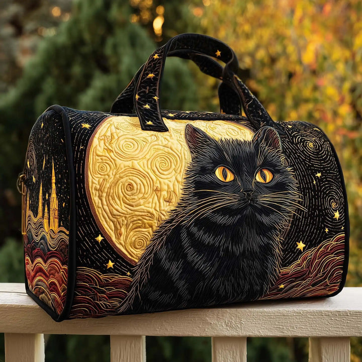 Soft Unisex Travel Tote - Quilted, Cat-Embroidered Fabric, For Beach, Hiking, Camping