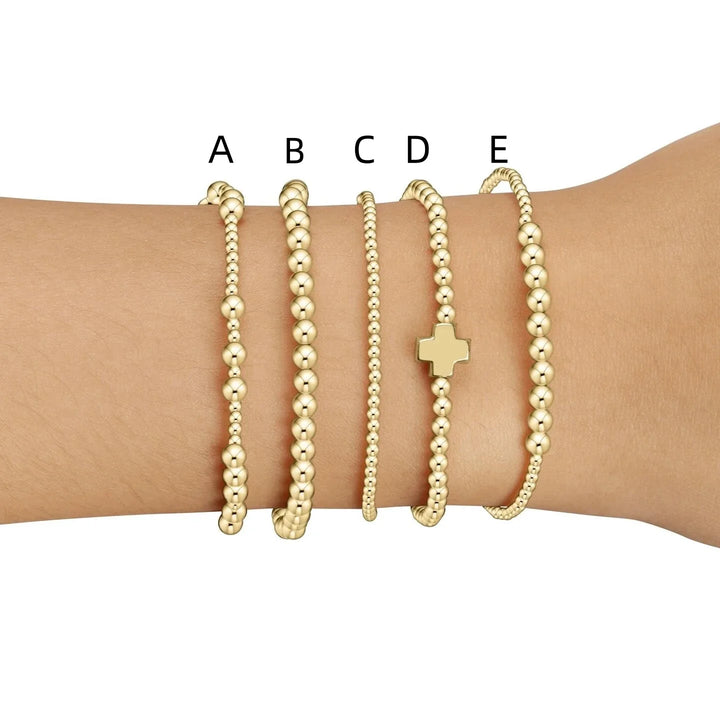 Gold Plated Cross Beaded Bracelet Stackable Hypoallergenic