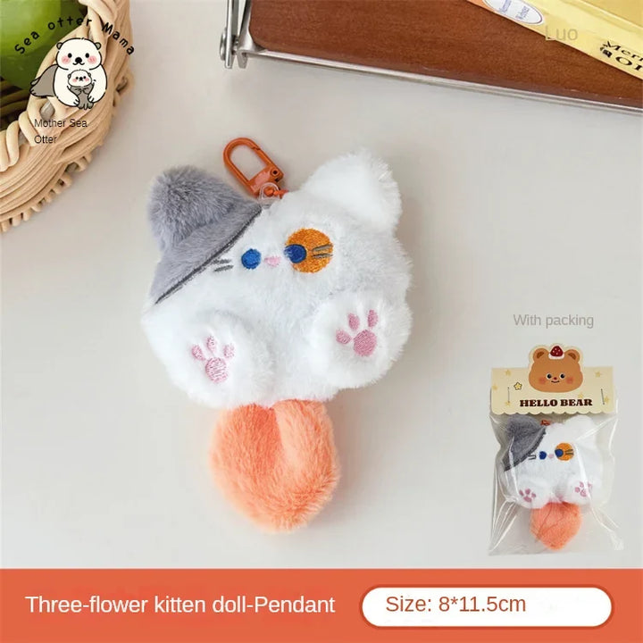 Plush Cat Keychain Cute Rabbit Fur Bag Charm Gift Decor