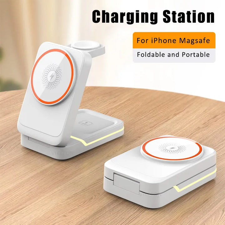 Foldable magnetic wireless charger – iPhone 12-16, Apple Watch, AirPods, USB-C, 15W 2026