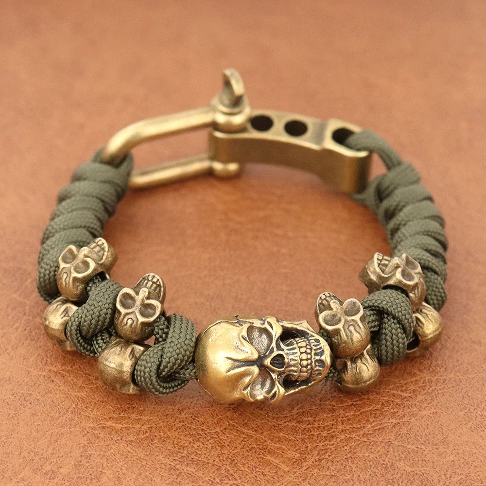 Skull Paracord Bracelet Gothic Wristband Halloween 2026 Gift Idea Adjustable Braided Jewelry