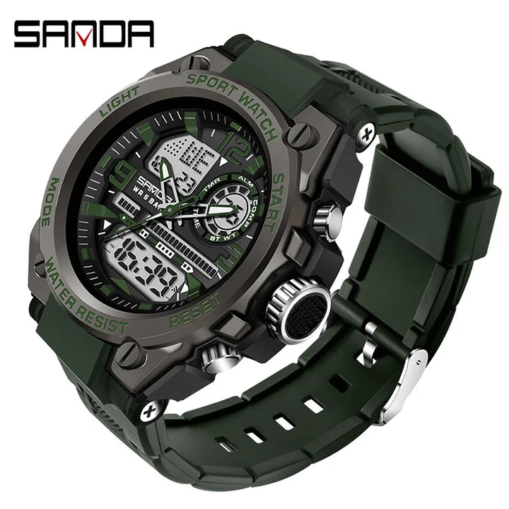 Digital Sports Watch Dual Display LED Military Style Rugged Watch Fall 2026 Water Resistant
