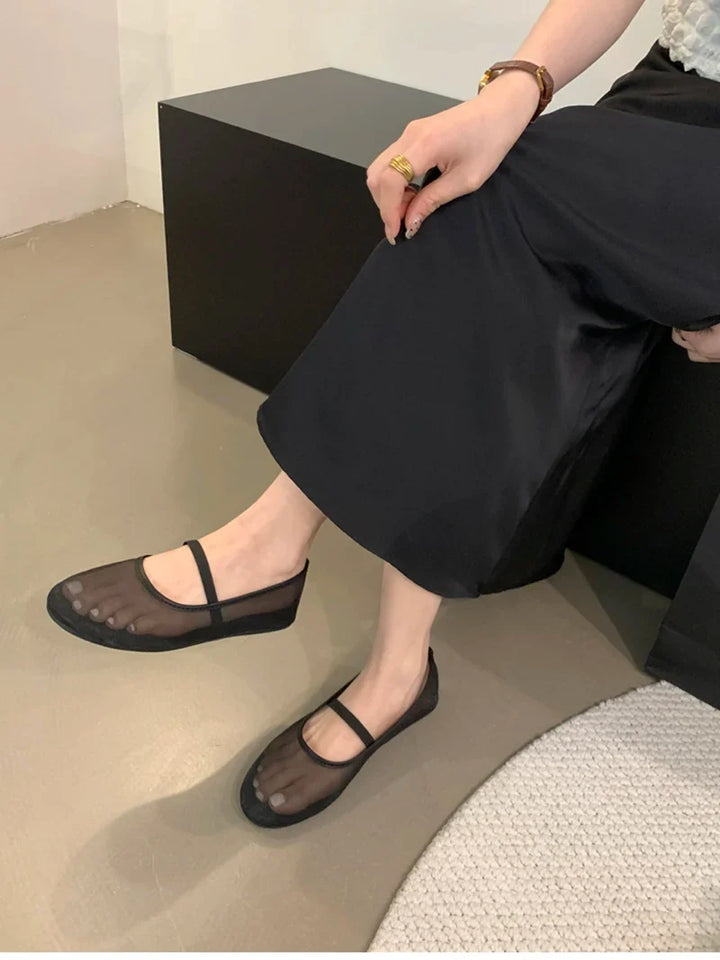 Lightweight Women’s Mary Jane Flats - Shallow Mesh, Casual