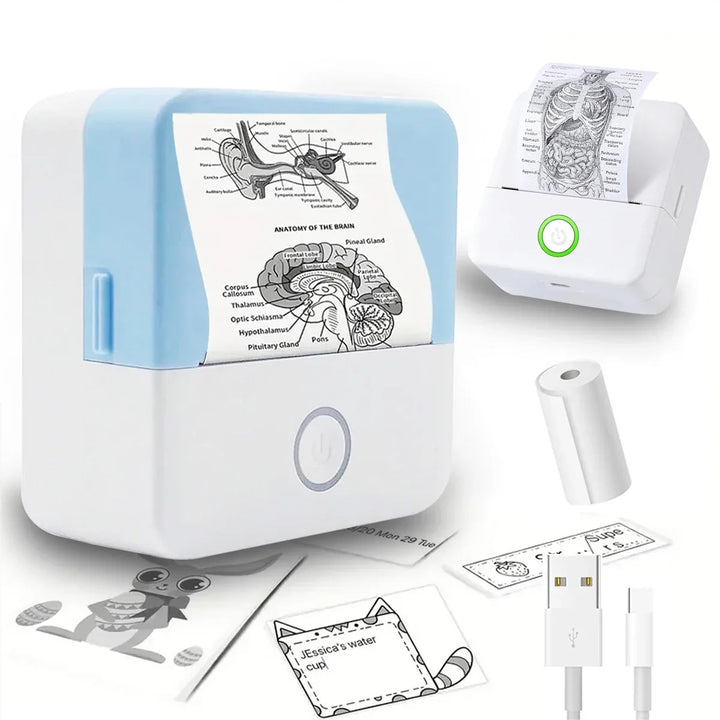 Mini HD Portable Label Thermal Printer for Students, Bluetooth Inkless Printing Device