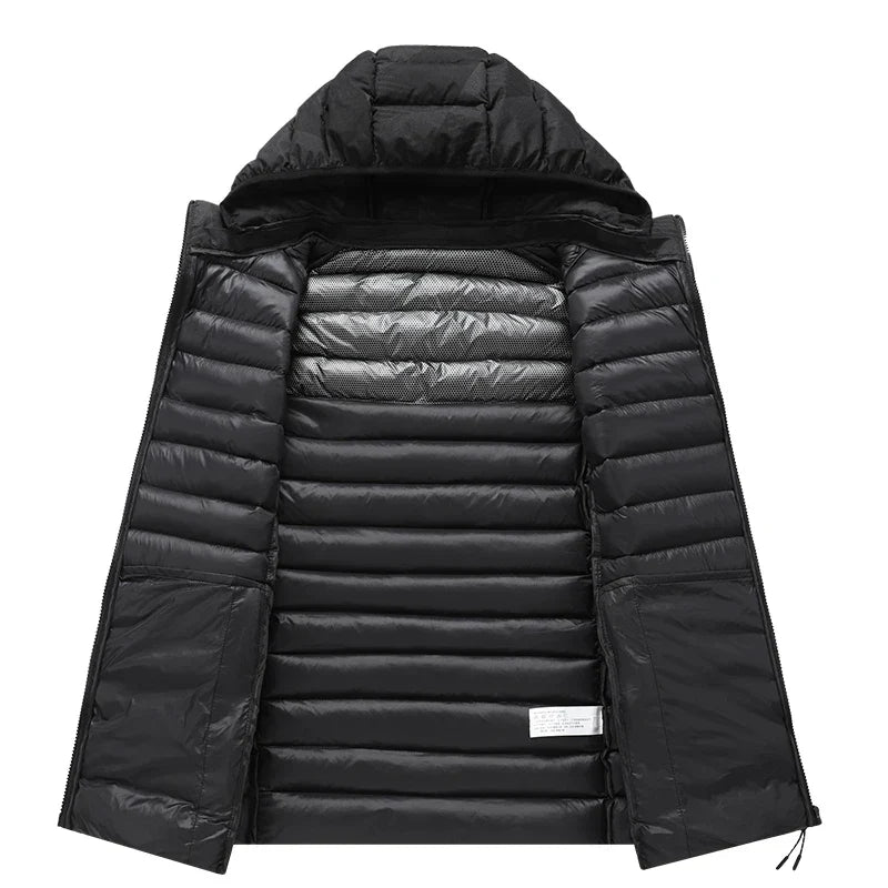 Warm Men’s Sleeveless Vest - Quilted Hood, Cotton Poly