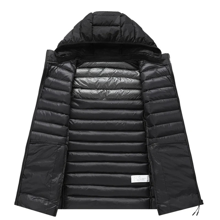 Warm Men’s Sleeveless Vest - Quilted Hood, Cotton Poly