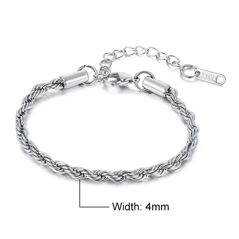 Stainless Steel Rope Chain Bracelet Twisted Singapore