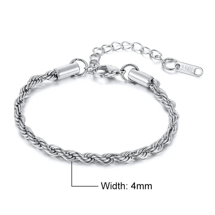 Stainless Steel Rope Chain Bracelet Twisted Singapore