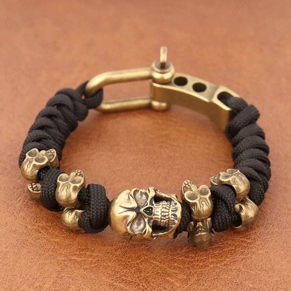 Skull Paracord Bracelet Gothic Wristband Halloween 2026 Gift Idea Adjustable Braided Jewelry