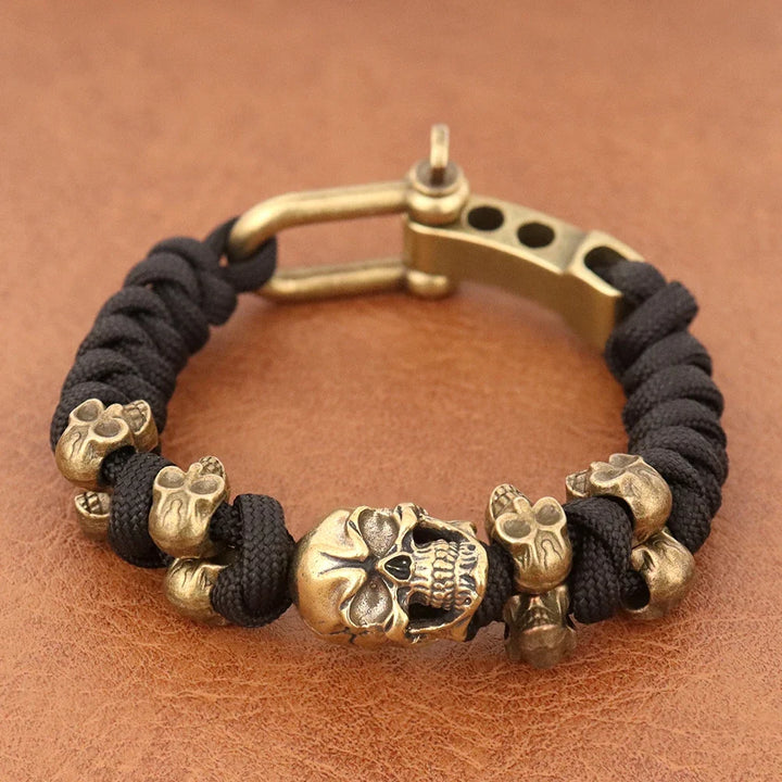 Skull Paracord Bracelet Gothic Wristband Halloween 2026 Gift Idea Adjustable Braided Jewelry