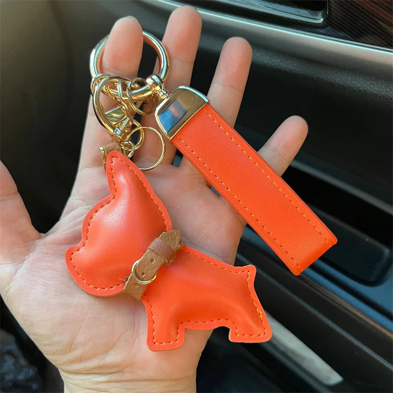 Leather Dog Keychain Car Charm Bag Hanging Accessory
