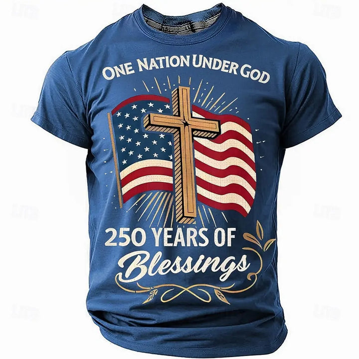 Soft unisex graphic tee - distressed flag print, 250-year design, durable cotton, casual everyday wear