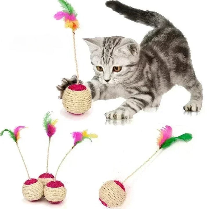 1Pc Sisal Scratching Ball Cat Toy - Interactive Training Toy for Kittens