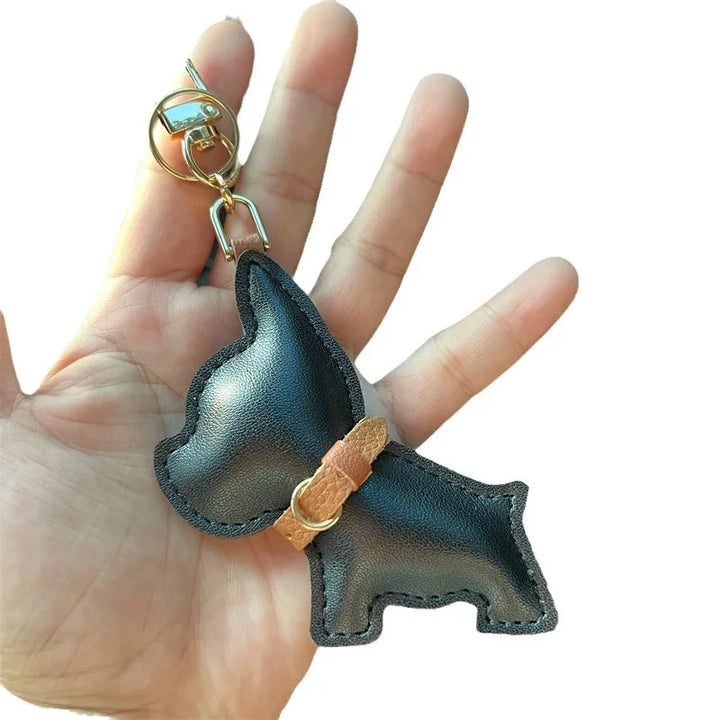 Leather Dog Keychain Car Charm Bag Hanging Accessory
