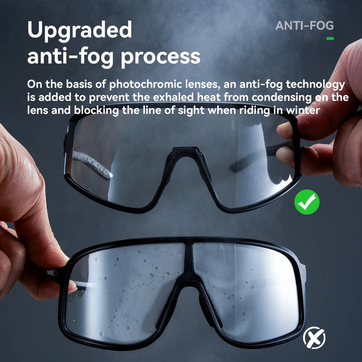 Cycling Sunglasses Polarized UV400 Anti-Fog Photochromic Outdoor Eyewear All-Season Non-Slip Unisex