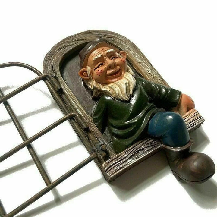Garden Gnome Resin Statue Naughty Elf Window Hugger Fairy Tale Garden Decor Fall 2026 Gift Idea