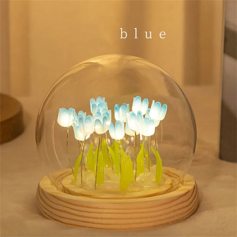 Handmade LED Tulip Flower Night Light - DIY Decorative Lamp for Bedroom, A Perfect Valentine&