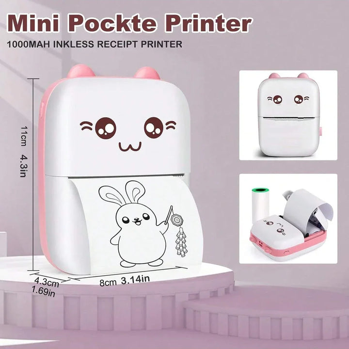 Mini HD Portable Label Thermal Printer - Bluetooth Pocket Printer for Students, Inkless Printing, Ideal Gift for Christmas