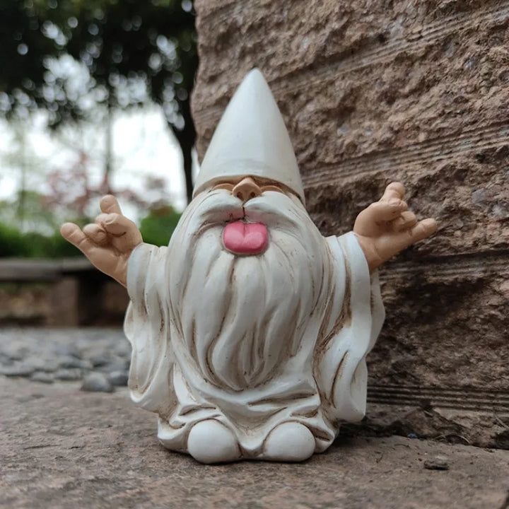 Garden Gnome Statue Resin Funny Tongue Out Outdoor Ornament For Patio Decor All-Season Yard Accent