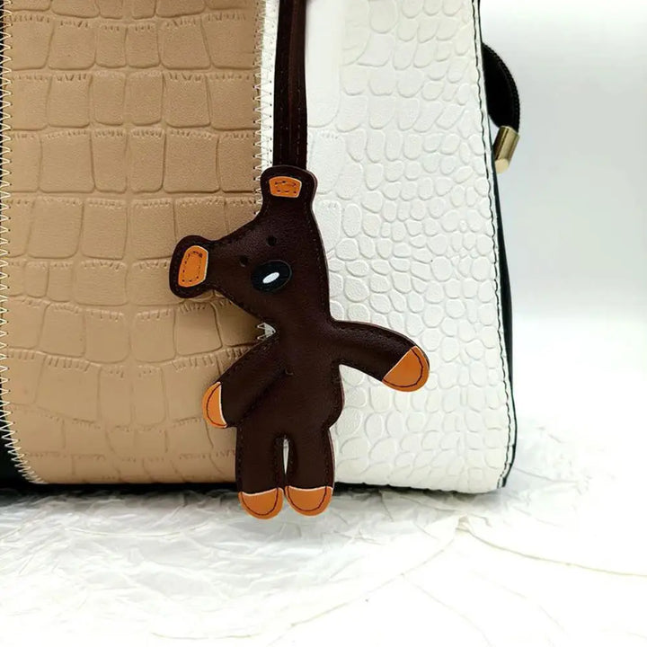 Bear Keychain PU Leather Mini Bag Charm Cute Gift Accessory