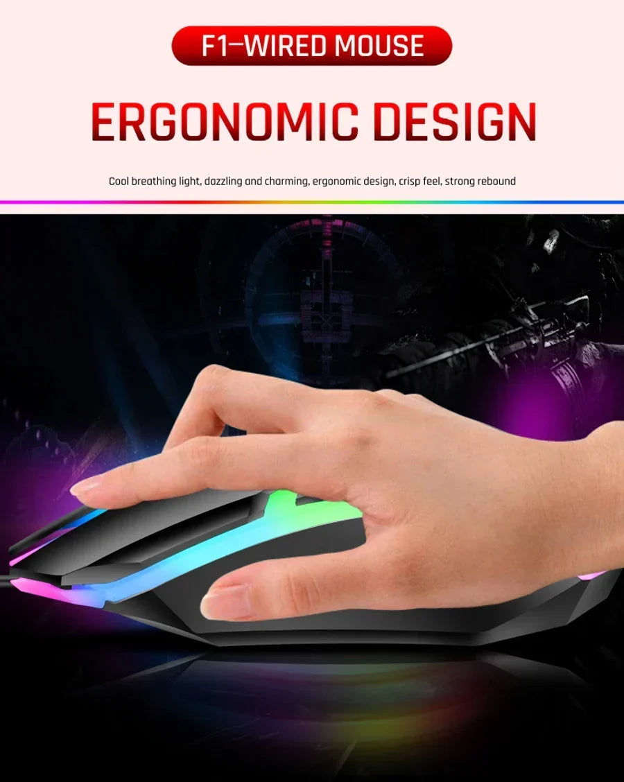 Wired RGB Gaming Mouse 3 Button USB Precision Office