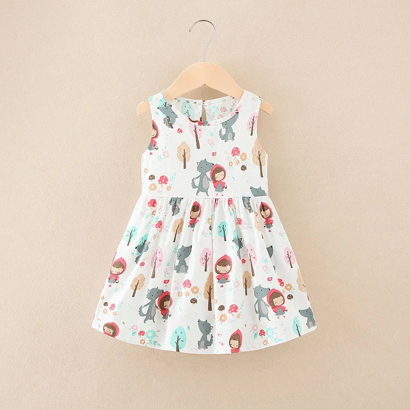 Soft girls’ dress - sleeveless a-line, assorted prints and patterns, cotton, for summer wear
