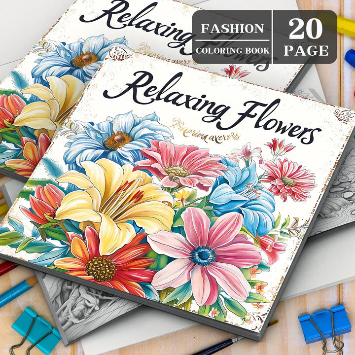 Art colouring Book 20 Page Flower Graffiti Style Fall 2025 Trend Stress Relief Gift