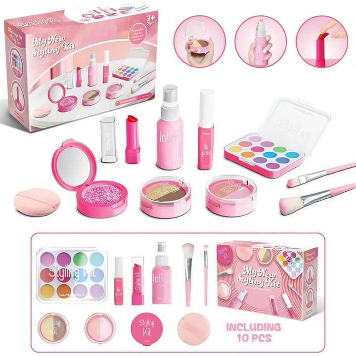 Kids Makeup Kit - Toy Makeup Set For Pretend Play, 10-Piece Non-Toxic, No Liquid, Fall 2025 Gift