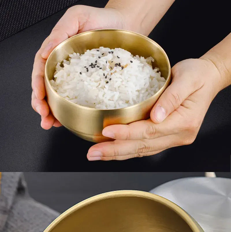 Stainless Steel Double Layer Rice Bowl With Lid Insulated