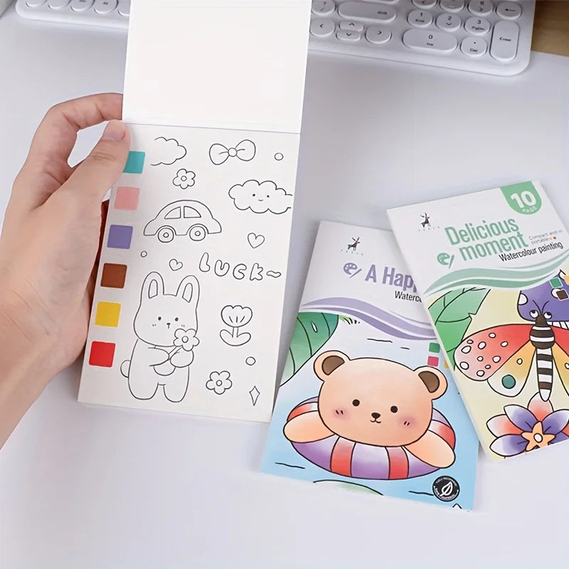 Watercolour Painting Book With Pen Self Contained Water colours Art Kit For Kids Back To School 2025 Gift
