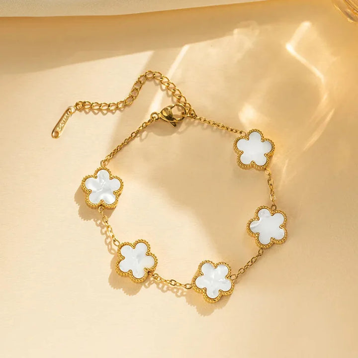 Bracelet Stainless Steel Double Sided Clover Petal Design Gold Plated Five Leaf Charms Gift Idea for Moms Fall 2026