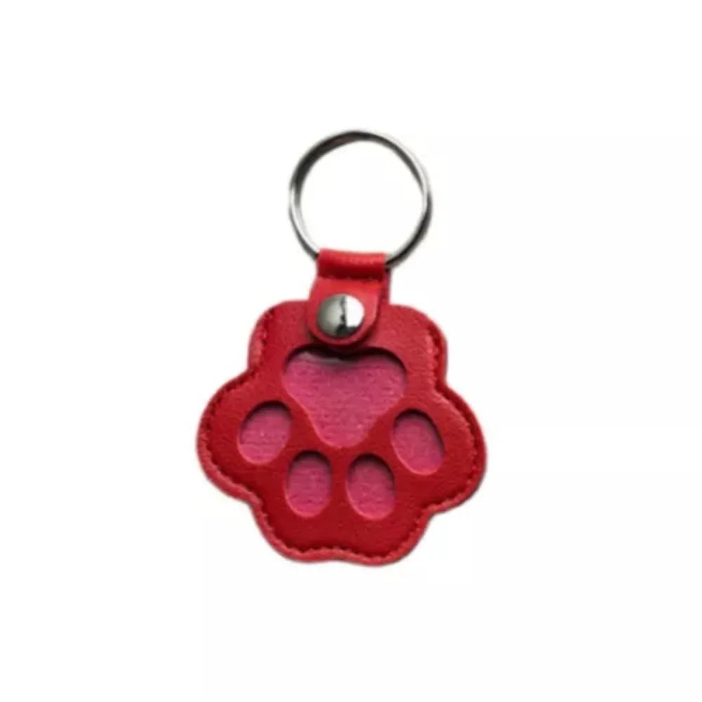 Pet Hair Keychain Paw Pendant PU Leather Hair Holder