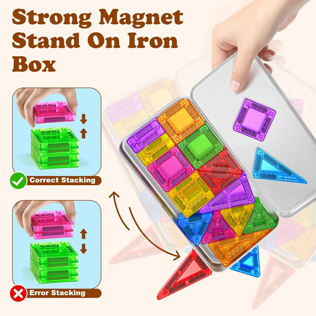 Magnetic Tiles Travel Set 56 Piece Portable STEM Building Blocks For Kids Screen Free Educational Gift Fall 2025