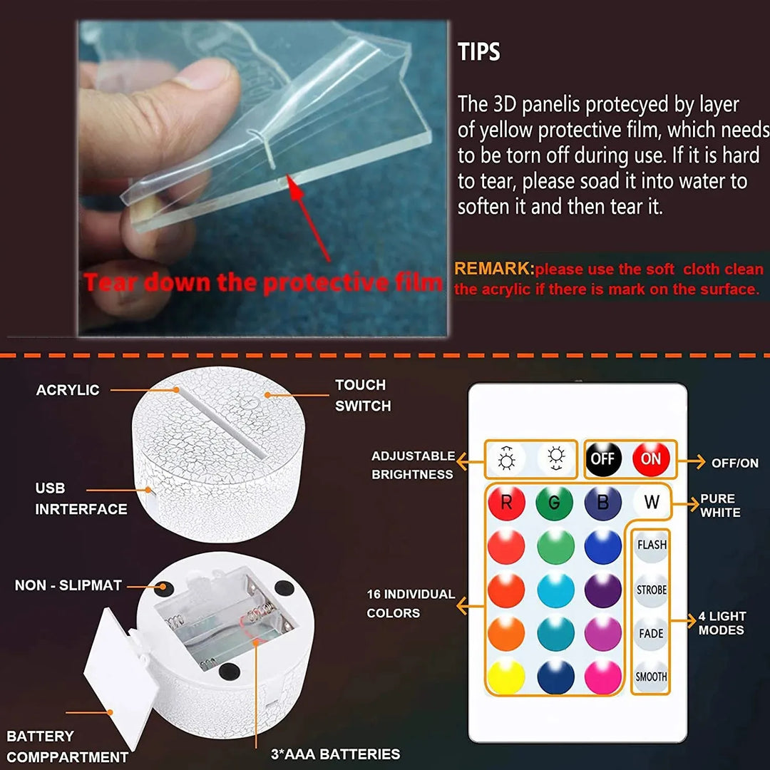 3D Illusion Heart Lamp - USB LED Night Light, An Ideal Valentine&