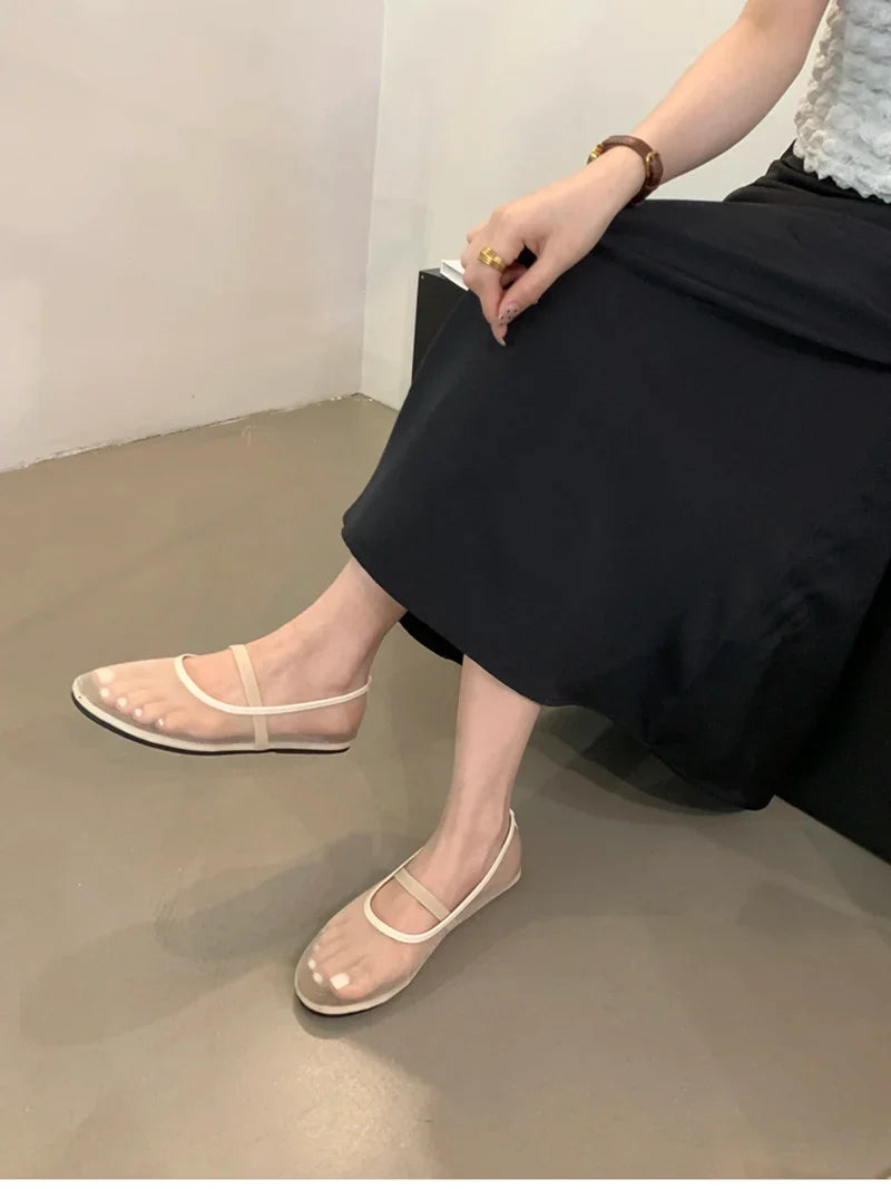 Lightweight Women’s Mary Jane Flats - Shallow Mesh, Casual