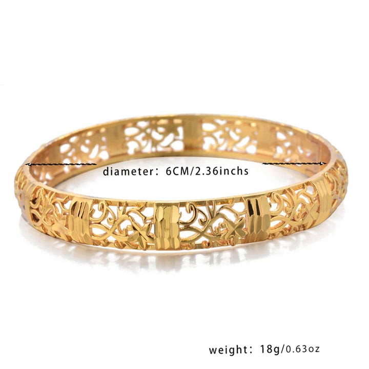 Gold Color Bangle Openwork Wedding Bracelet Dubai Style
