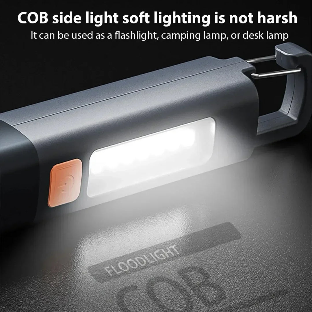Strong Lighting ABS Flashlamp USB Charging Portable Outdoor Flashlight - Telescopic COB Side Lamp for Camping and Hiking