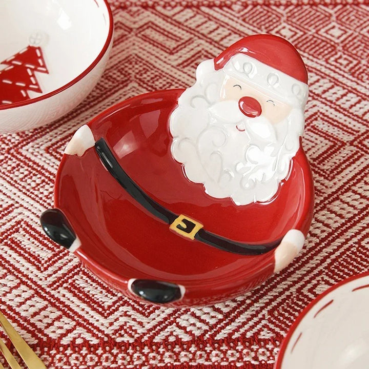 Christmas Ceramic Santa Bowl Nordic Holiday Breakfast Bowl